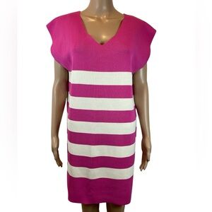 Entro Sleeveless V-Neck Striped Shift Knit Dress size M